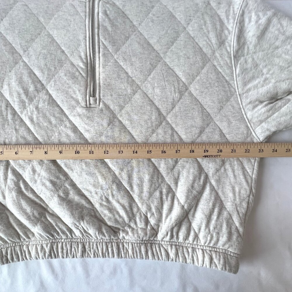 Old Navy Sweatshirt 1/2" Zip, Quilted, Oatmeal Heather Cream, Sz Large LN! - Picture 8 of 11